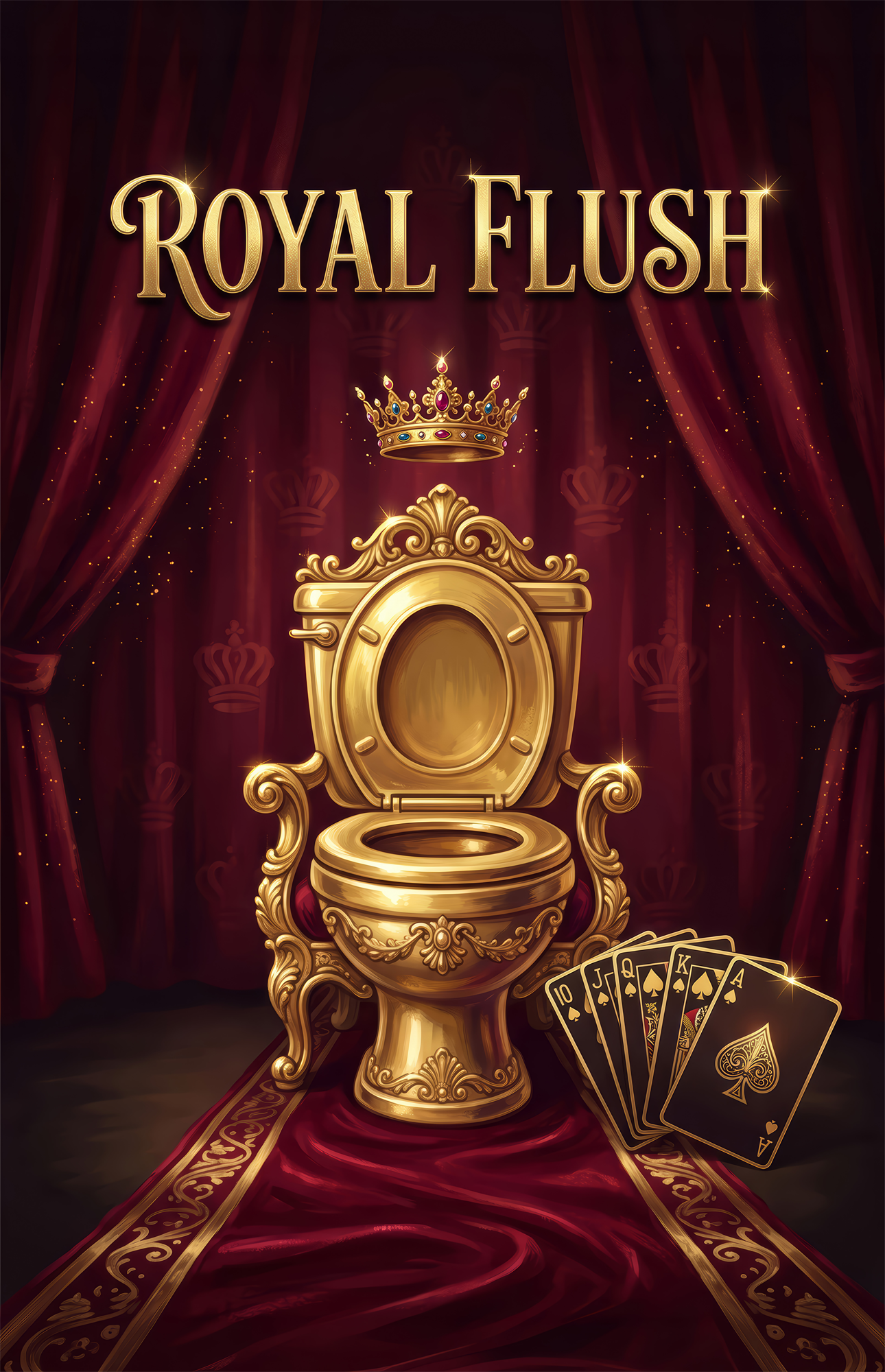 Royal Flush Golden Throne Toilet Glass Wall Art