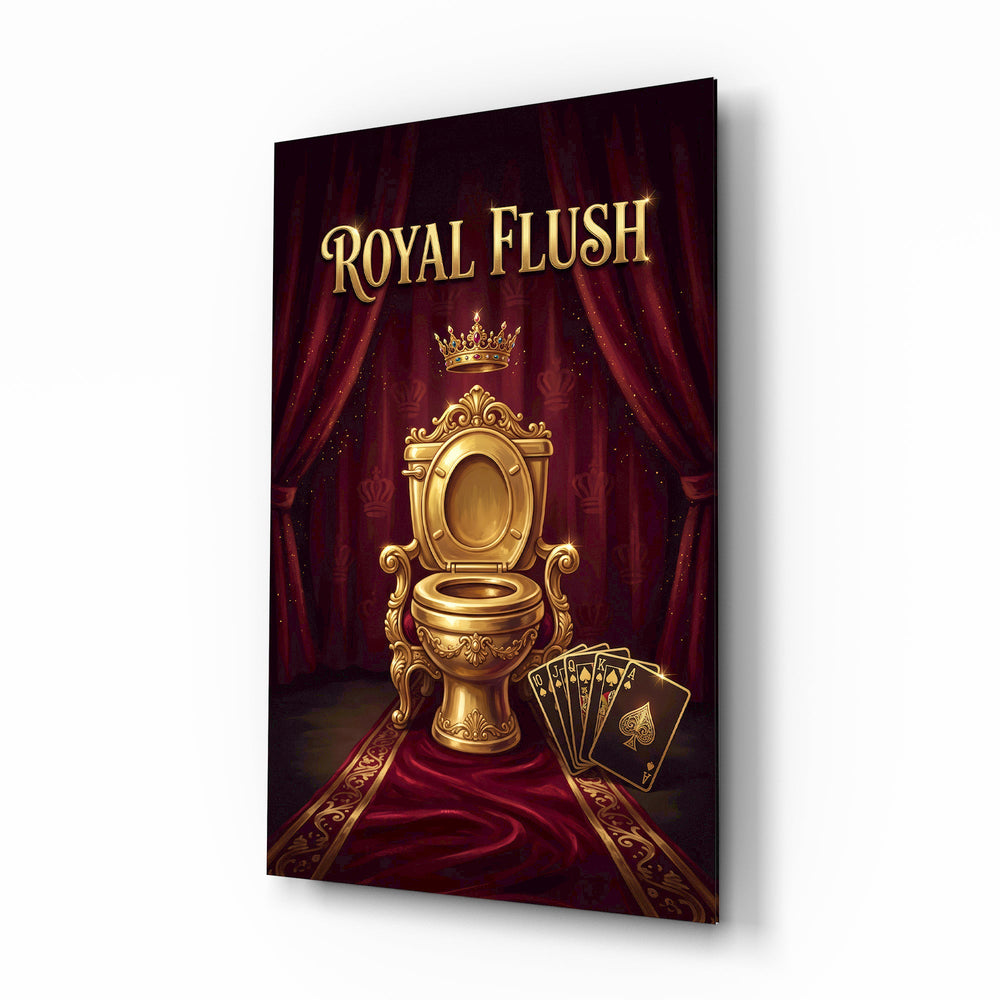 Royal Flush Golden Throne Toilet Glass Wall Art - Lifestyle preview in a designer interior