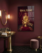 Royal Flush Golden Throne Toilet Glass Wall Art