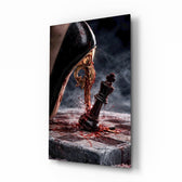 Stiletto Checkmate Chess King Glass Wall Art - Lifestyle preview in a designer interior
