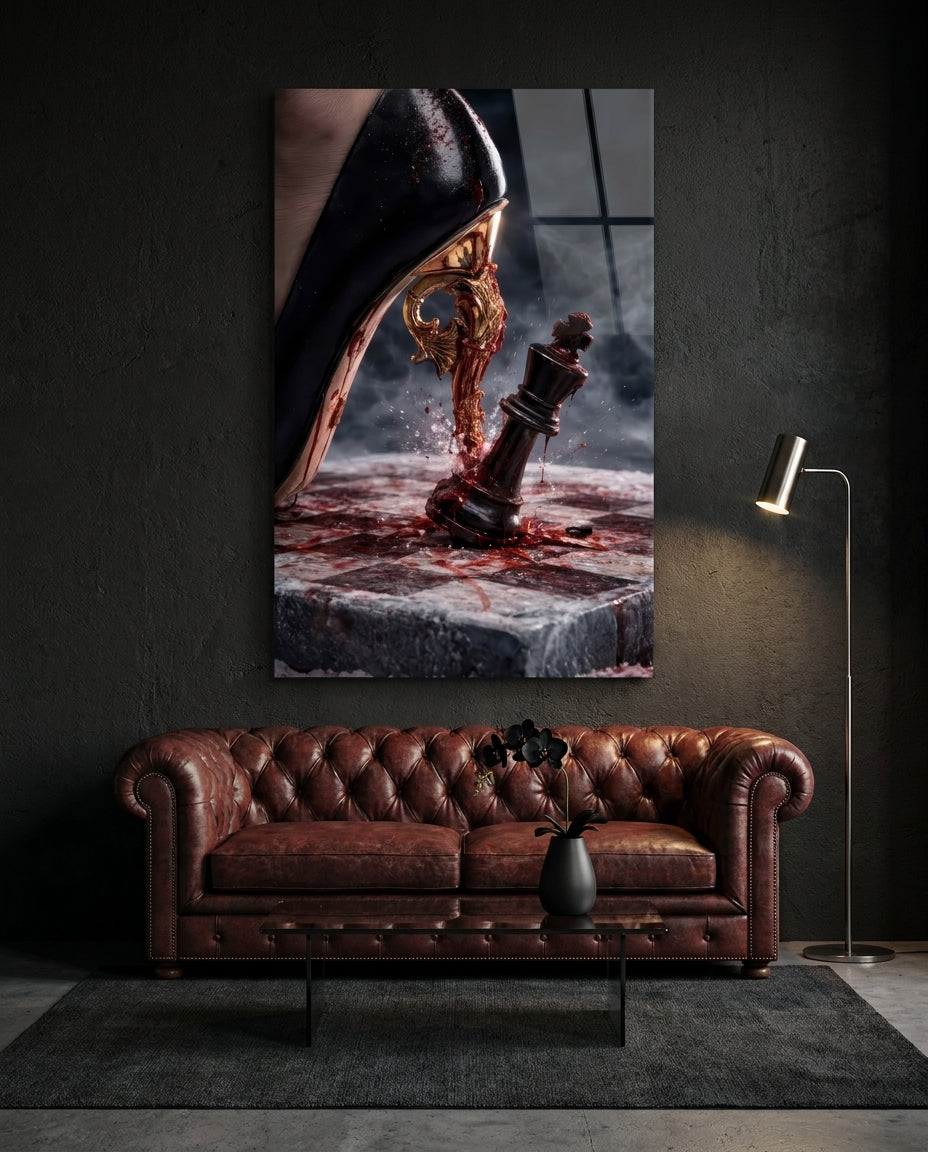 Stiletto Checkmate Chess King Glass Wall Art