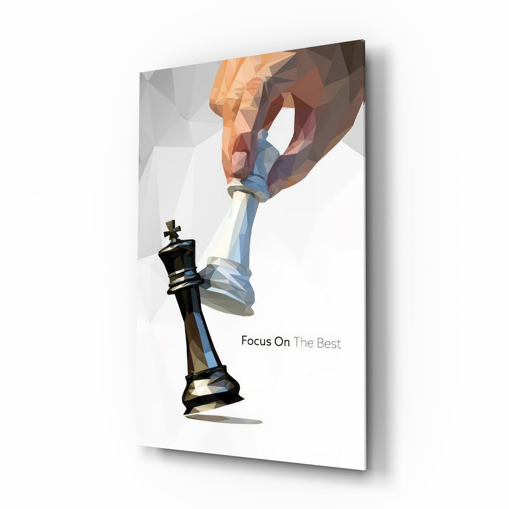 Focus On The Best Low Poly Chess Glass Wall Art - Lifestyle preview in a designer interior