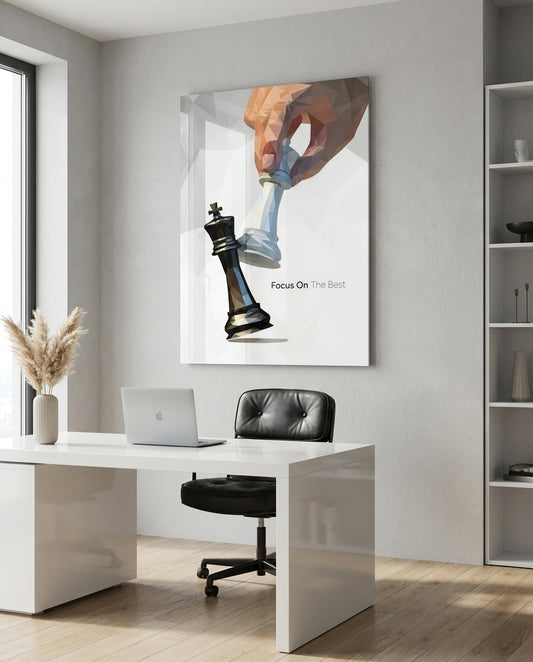 Focus On The Best Low Poly Chess Glass Wall Art