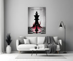 a pawn facing a king-sized shadow panel bringing character to a minimalist living room wall