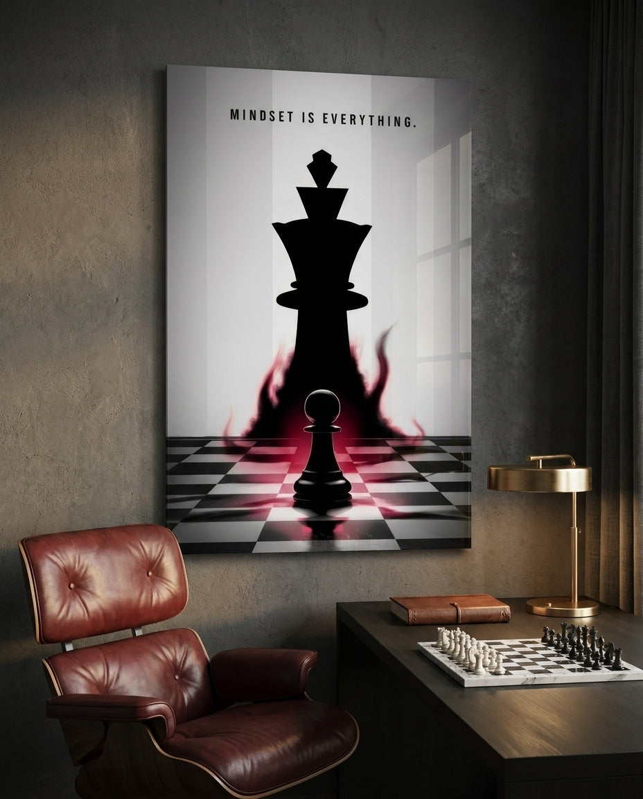 Mindset Is Everything Chess King Glass Wall Art