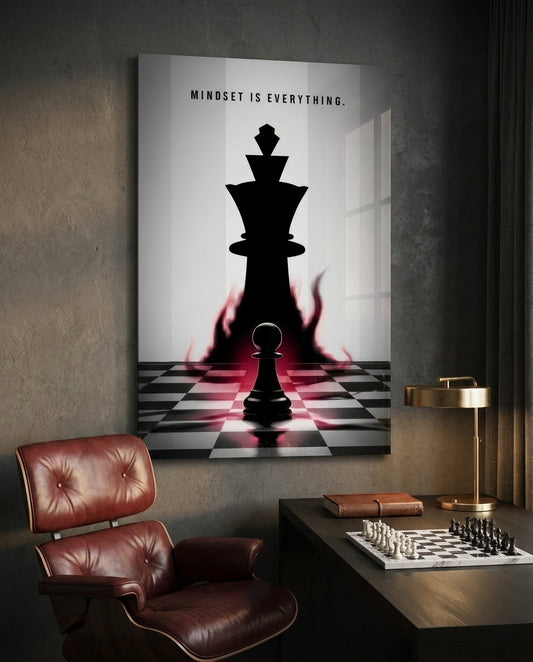 Mindset Is Everything Chess King Glass Wall Art