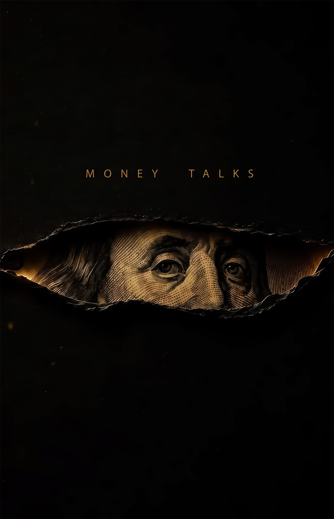 Money Talks Torn Dollar Bill Eyes Glass Wall Art