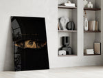 money talks torn dollar bill eyes panel resting in a shelving niche in a modern interior