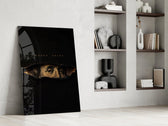 money talks torn dollar bill eyes panel resting in a shelving niche in a modern interior