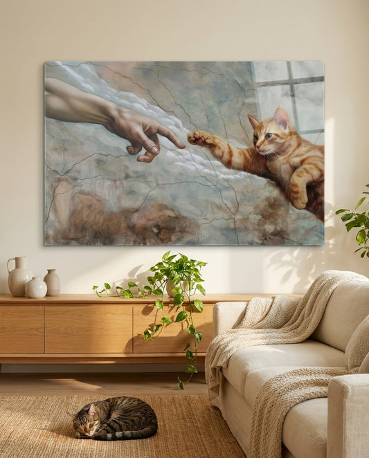 Creation of Cat Ginger Kitten Paw Glass Wall Art