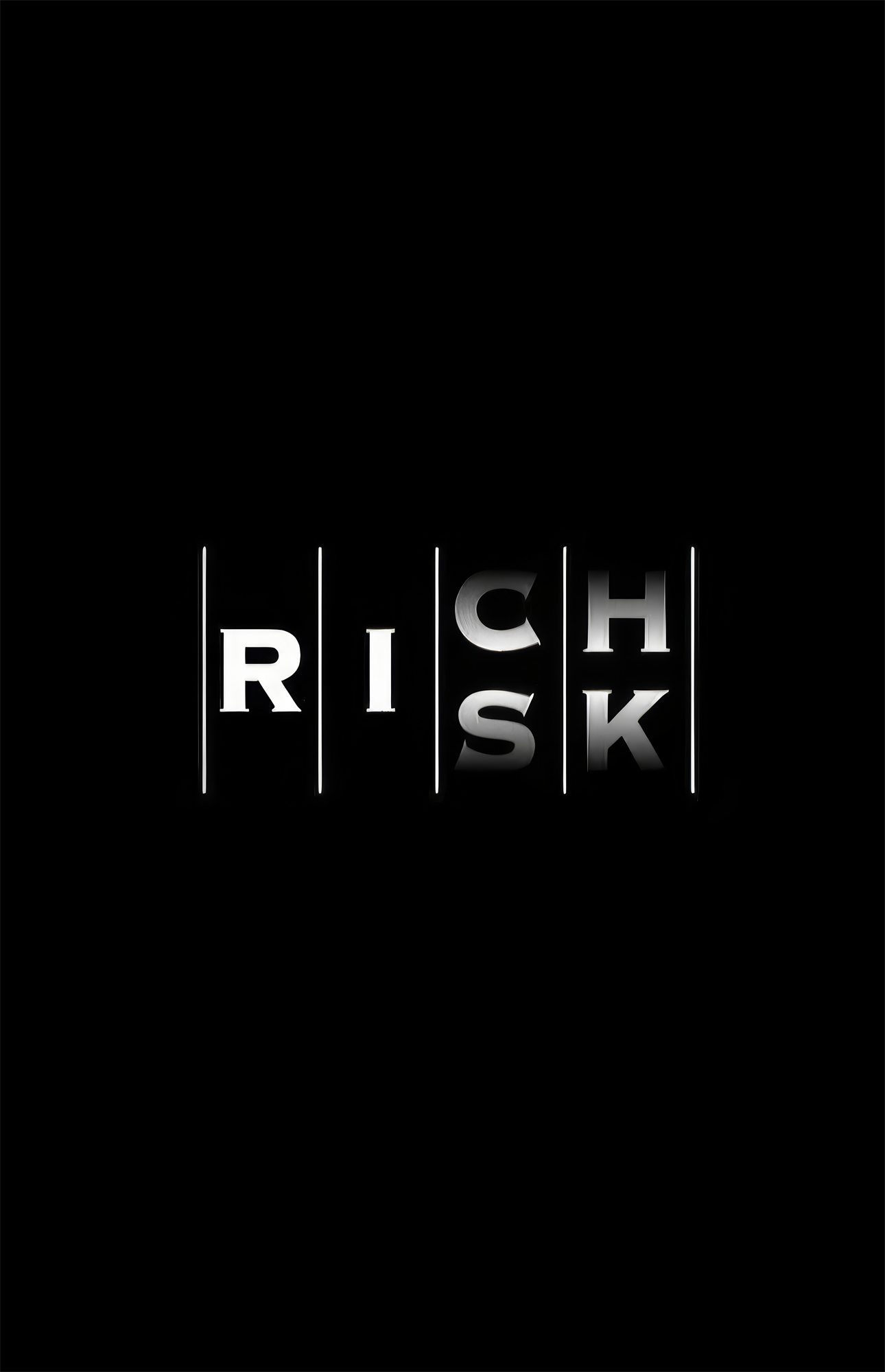 Rich Risk Silver Interlock Typography Glass Wall Art