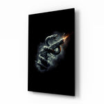 Serpent Coiled Firing Pistol Dark Glass Wall Art - Lifestyle preview in a designer interior