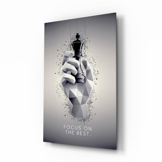 Focus on the Best Chess King Glass Wall Art - Lifestyle preview in a designer interior