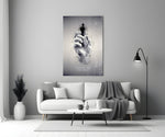 focus on the best chess king panel bringing character to a minimalist living room wall