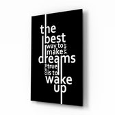 Wake Up Dreams Black and White Glass Wall Art - Lifestyle preview in a designer interior