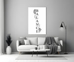 balance brain and heart typography panel bringing character to a minimalist living room wall