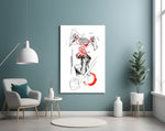 brain unravelling into red threads glass wall art styled above an armchair in a reading corner