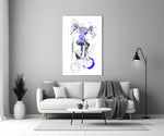 brain unravelling into blue threads panel bringing character to a minimalist living room wall