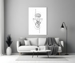 brain above heart balance line art panel bringing character to a minimalist living room wall