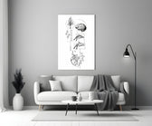 surreal balance collage of brain and heart panel bringing character to a minimalist living room wall