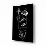 Balance Brain and Heart Line Art Glass Wall Art - Lifestyle preview in a designer interior