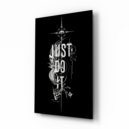 Phoenix Bold Motivational Typography Glass Wall Art - Lifestyle preview in a designer interior