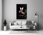 tattooed hands and the words the rebels never obey panel bringing character to a minimalist living room wall