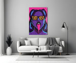 explicit pop art woman in sunglasses panel bringing character to a minimalist living room wall