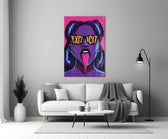 explicit pop art woman in sunglasses panel bringing character to a minimalist living room wall