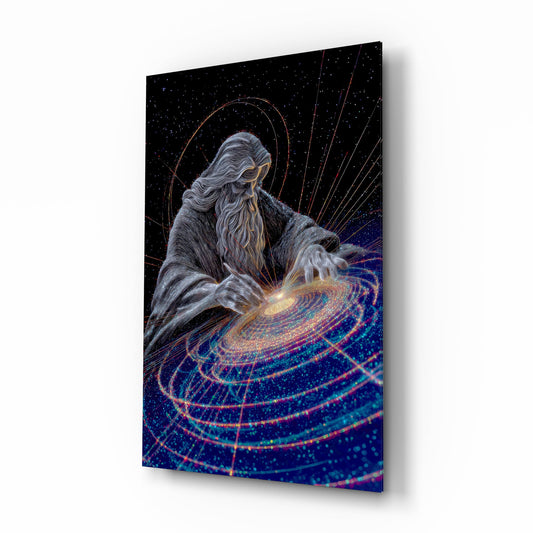 Silver Line Creator of the Galaxy Glass Wall Art - Lifestyle preview in a designer interior