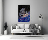 a silver-line creator shaping a spiral galaxy panel bringing character to a minimalist living room wall