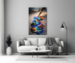 a fountain pen writing a glowing world panel bringing character to a minimalist living room wall
