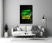 neon green gym motivation typography panel bringing character to a minimalist living room wall