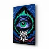 Dark and Evil Green Flame Eye Glass Wall Art - Lifestyle preview in a designer interior