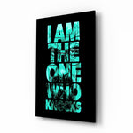 Turquoise Word Stack Hidden Face Glass Wall Art - Lifestyle preview in a designer interior