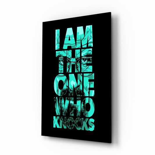 Turquoise Word Stack Hidden Face Glass Wall Art - Lifestyle preview in a designer interior