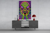 Volto alieno neon e fungo psichedelico quadro in vetro