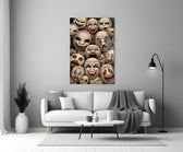 stacked sepia theatre masks panel bringing character to a minimalist living room wall