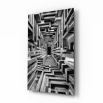 Monochrome Timber Infinity Corridor Glass Wall Art - Lifestyle preview in a designer interior