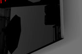 Close-up detail of the pixelated red bar filled about a quarter of the way on the glass surface