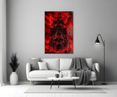 a skull-prowed pirate ship in a crimson storm panel bringing character to a minimalist living room wall