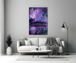 a purple sports coupe on a neon street panel bringing character to a minimalist living room wall