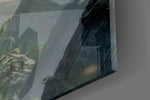 Close-up detail of the stained paper cup lettered "COFFEE" in its grey fingers on the glass surface