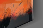 Close-up detail of the wind-blown mane and the pale full moon behind it on the glass surface