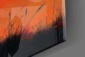 Close-up detail of the wind-blown mane and the pale full moon behind it on the glass surface