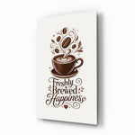 Latte Heart Coffee Cup Typography Glass Wall Art - Lifestyle preview in a designer interior