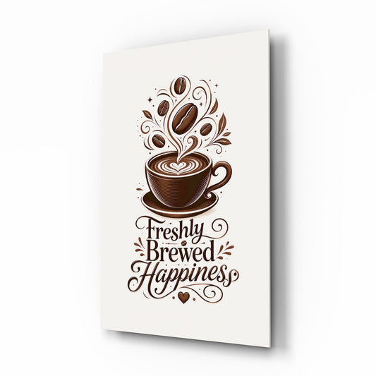 Latte Heart Coffee Cup Typography Glass Wall Art - Lifestyle preview in a designer interior