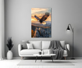 a bald eagle over autumn mountains at sunset panel bringing character to a minimalist living room wall