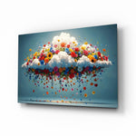Blooming Cloud Wildflower Burst Glass Wall Art - Lifestyle preview in a designer interior