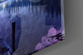 Close-up detail of the weathered planks of the dock over still water on the glass surface